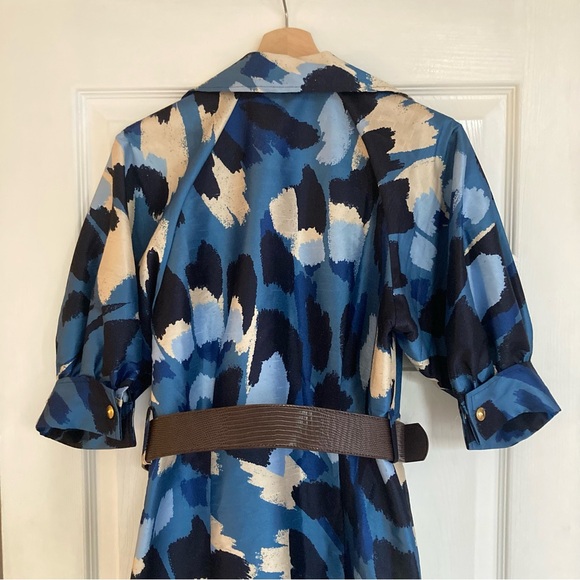 NWT Donna Karan Floral Print A-Line Belted Shantung Midi Shirtdress, Size 4 - Picture 9 of 14